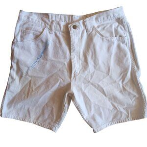 Vintage Wrangler White Denim Dad Shorts 36 Paint Stain Distress 1990's